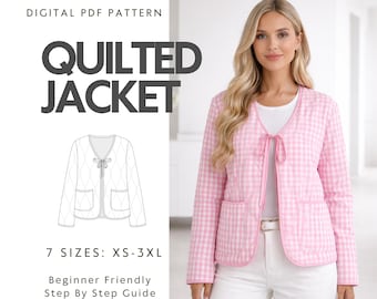 Naaipatroon gewatteerd jasje, patchwork vest pdf, beginnersvriendelijk (XS-3XL)