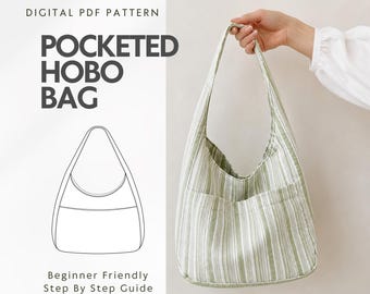 Hobo Bag Sewing Pattern, Easy Slouchy Shoulder Bag PDF Pattern, Women handbag Pattern, Beginner Friendly Tote Bag Tutorial, Crossbody Bag