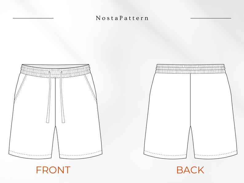 Easy Men Shorts Sewing Pattern PDF, Drawstring Pocket Shorts Pattern ...