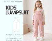 Overalls Jumpsuit Sewing Pattern For Kids, Shoulder Dungarees Romper, Beginner Pattern Children Boys And Girls PDF Download, 6M - 12Y
