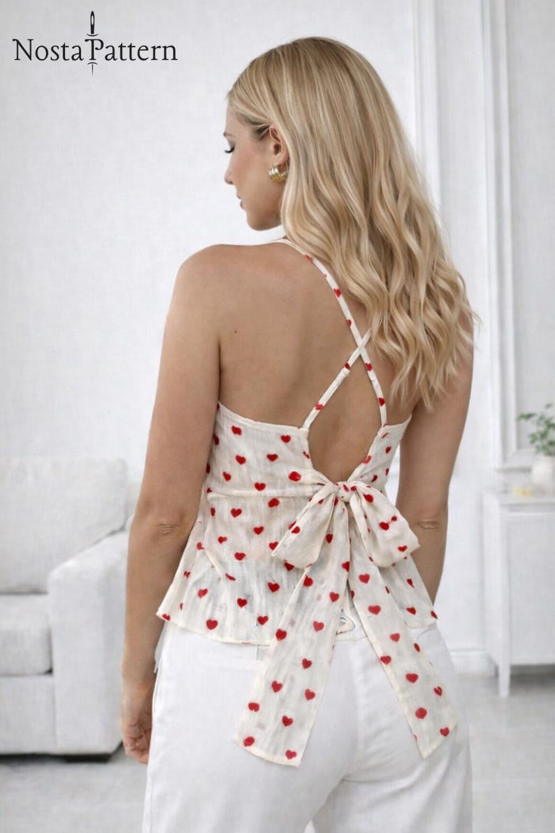 Tie Back Top Sewing Pattern, Easy Women Backless Tank Top PDF Pattern ...