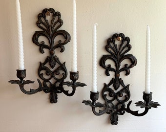 Pair of Vintage Cut Glass Double Taper Candle Holders Pair of Vintage Cut Glass Double Taper Candle Holders