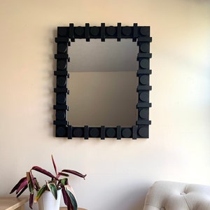 Black Geometric Mirror/ Large Black Rectangular Mirror/ Modern Wooden Mirror/Unique Mirror