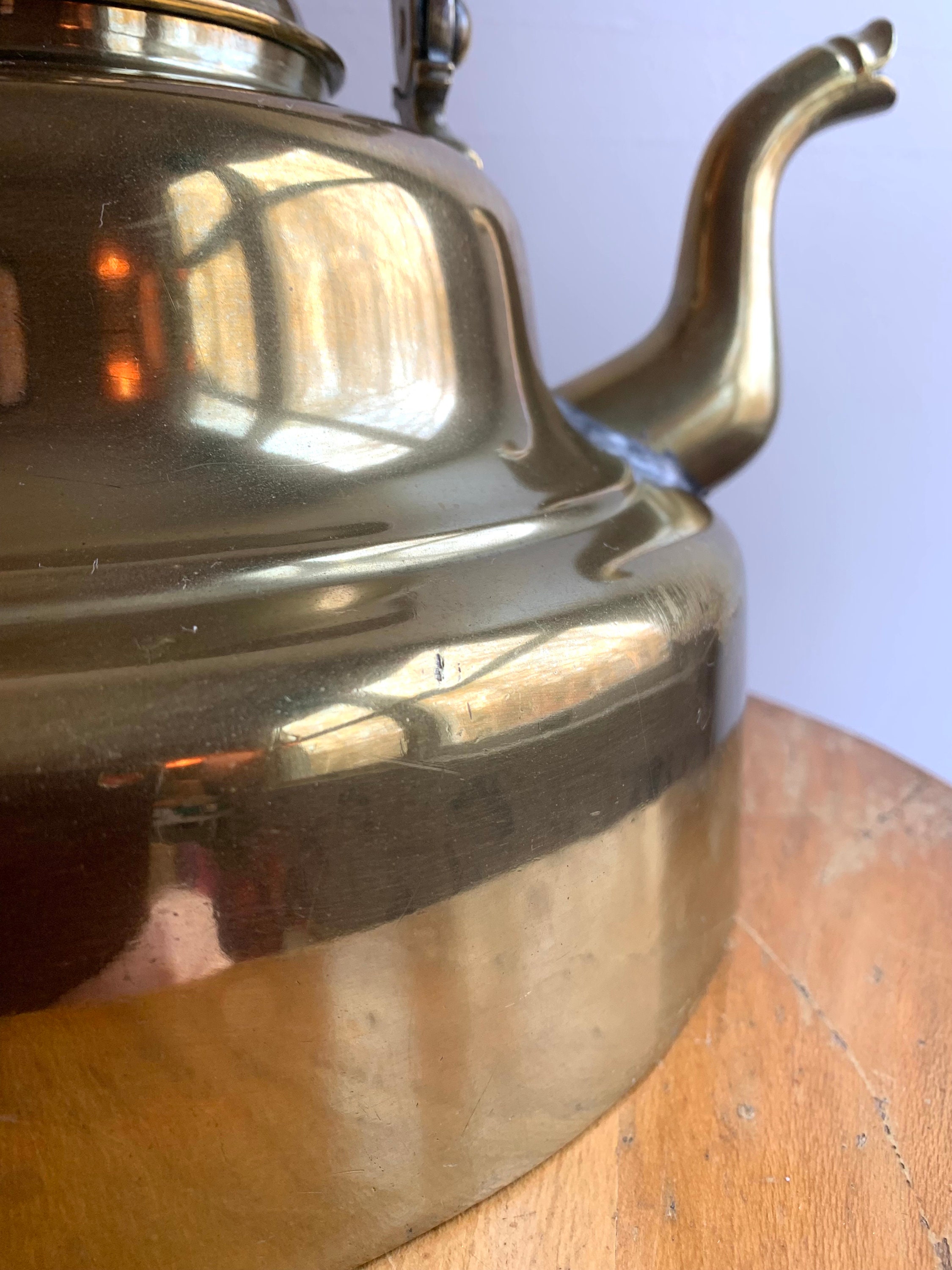 Antique Brass Copper Bottom Tea Kettle / Large Antique Kettle Etsy