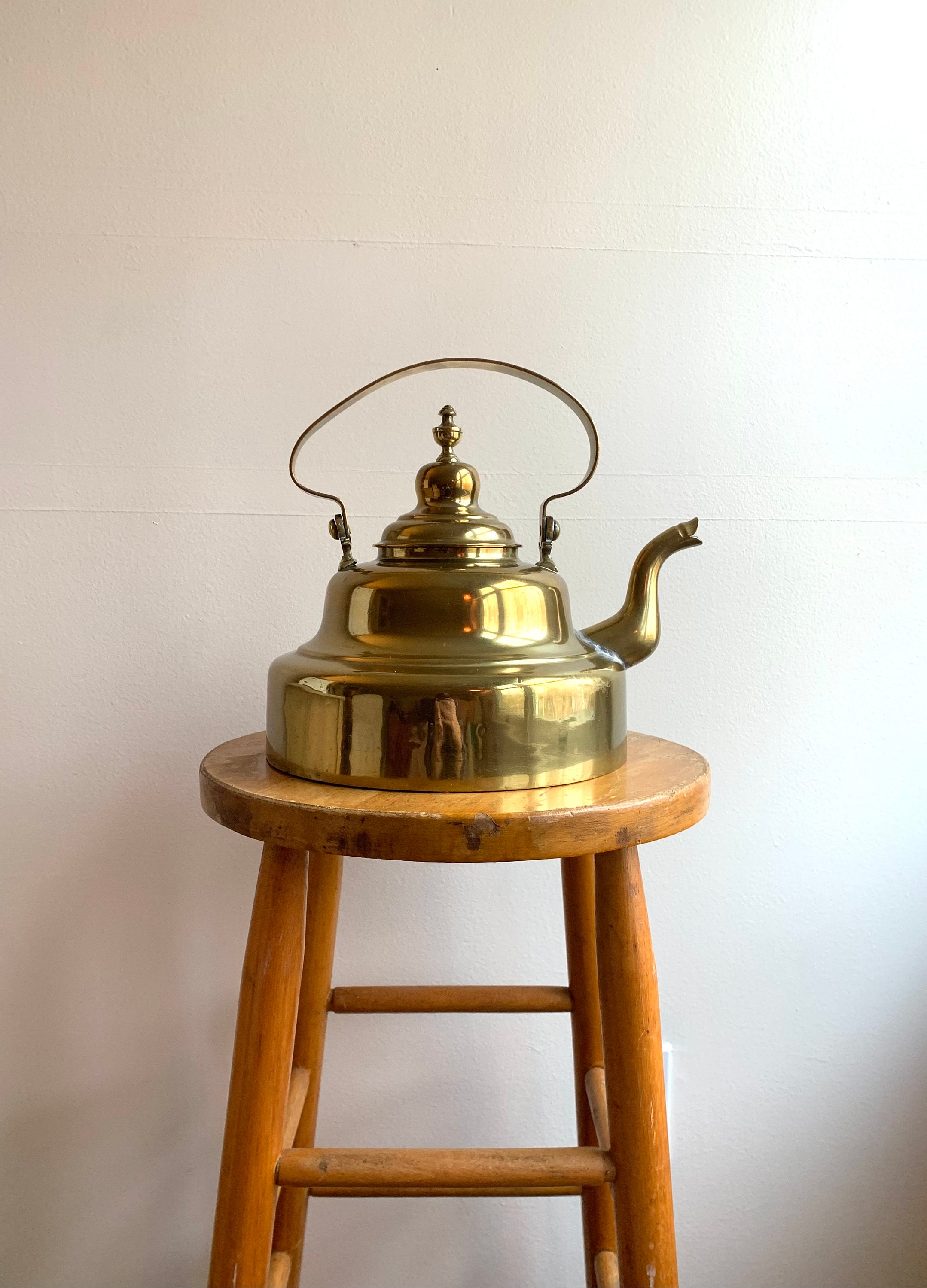 Antique Brass Copper Bottom Tea Kettle / Large Antique Kettle Etsy