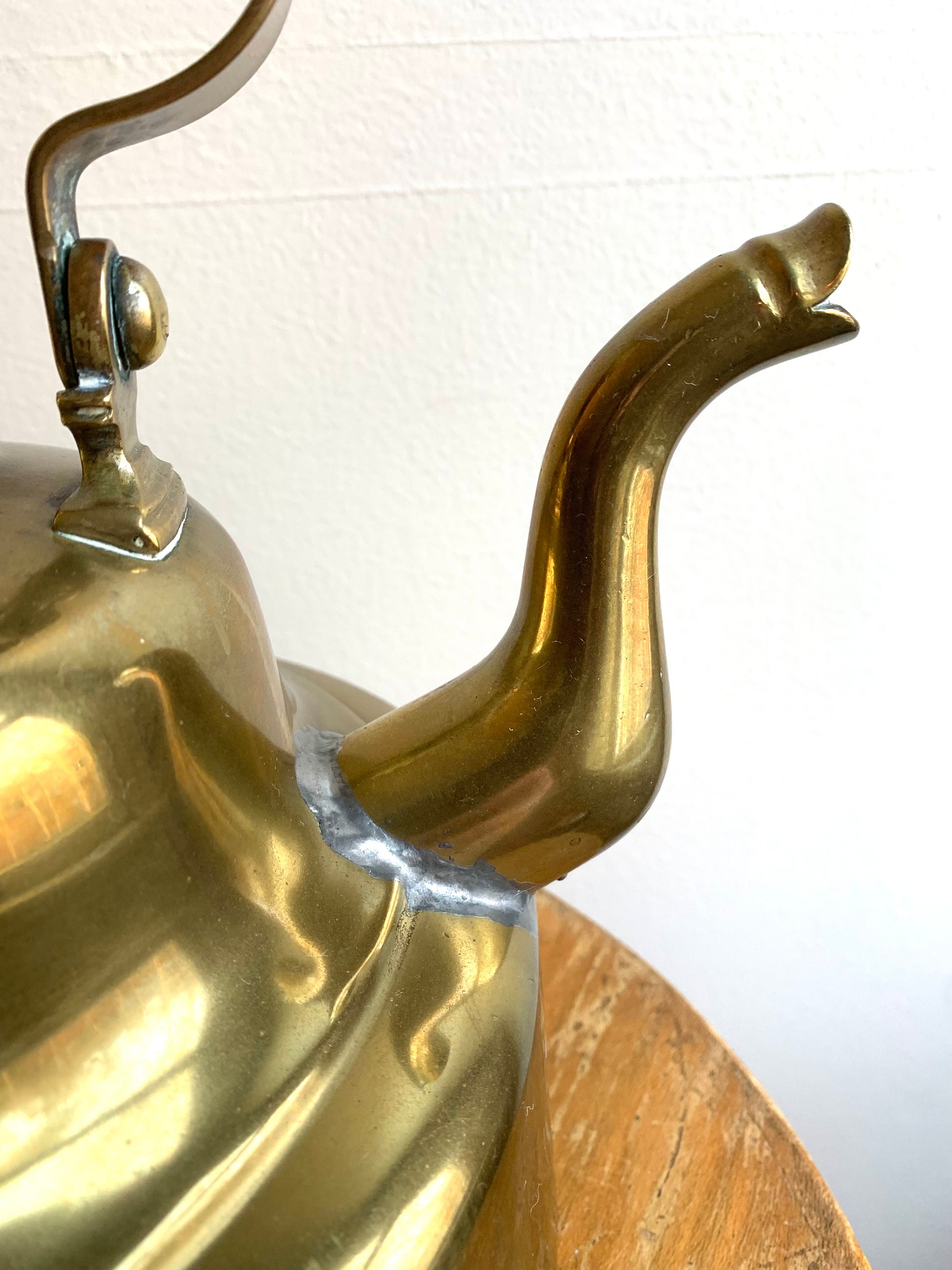 Antique Brass Copper Bottom Tea Kettle / Large Antique Kettle Etsy