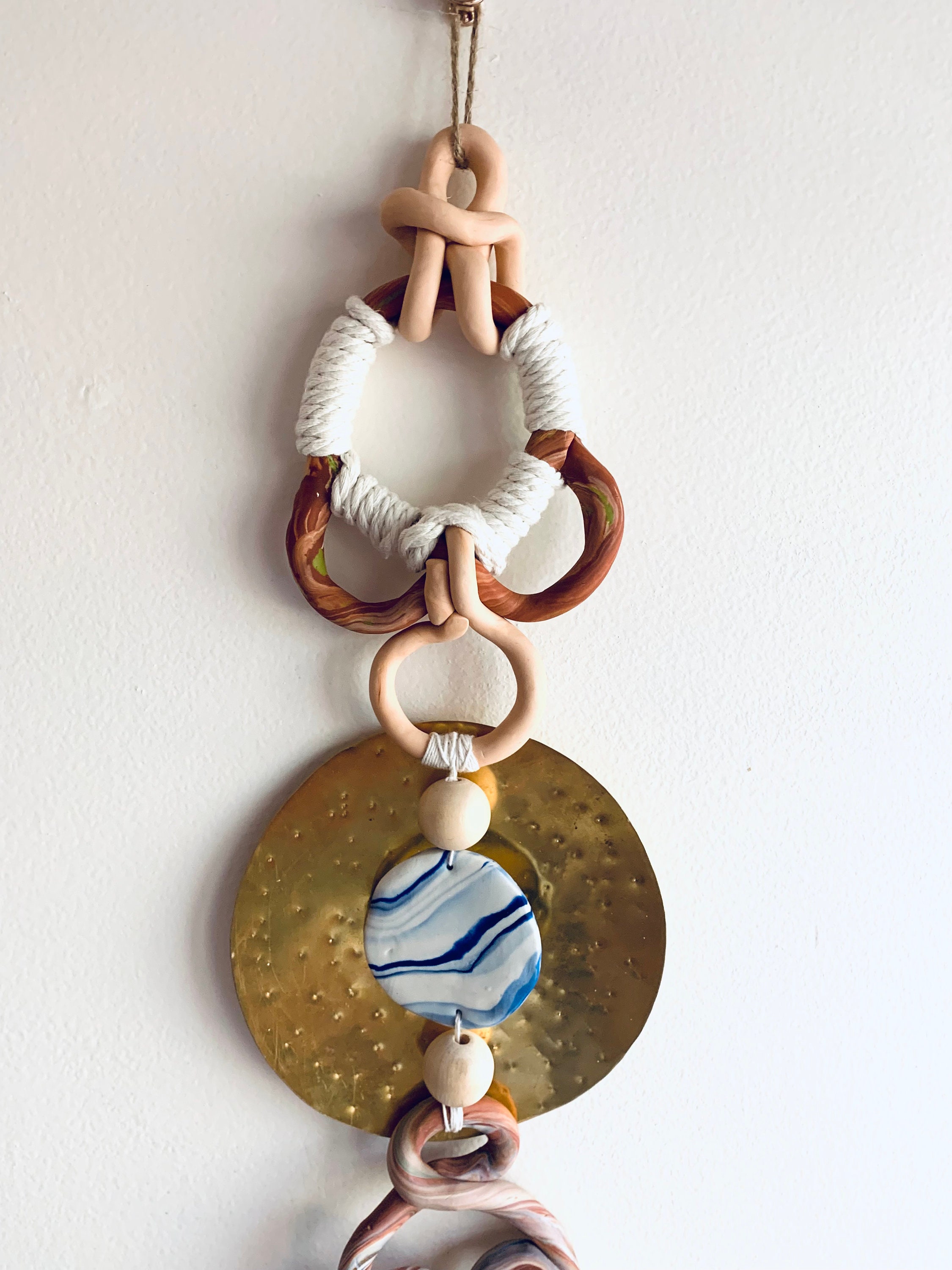 Clay Rope Wall Hanging / Brass Wall Art / Polymer Clay Art / Modern ...