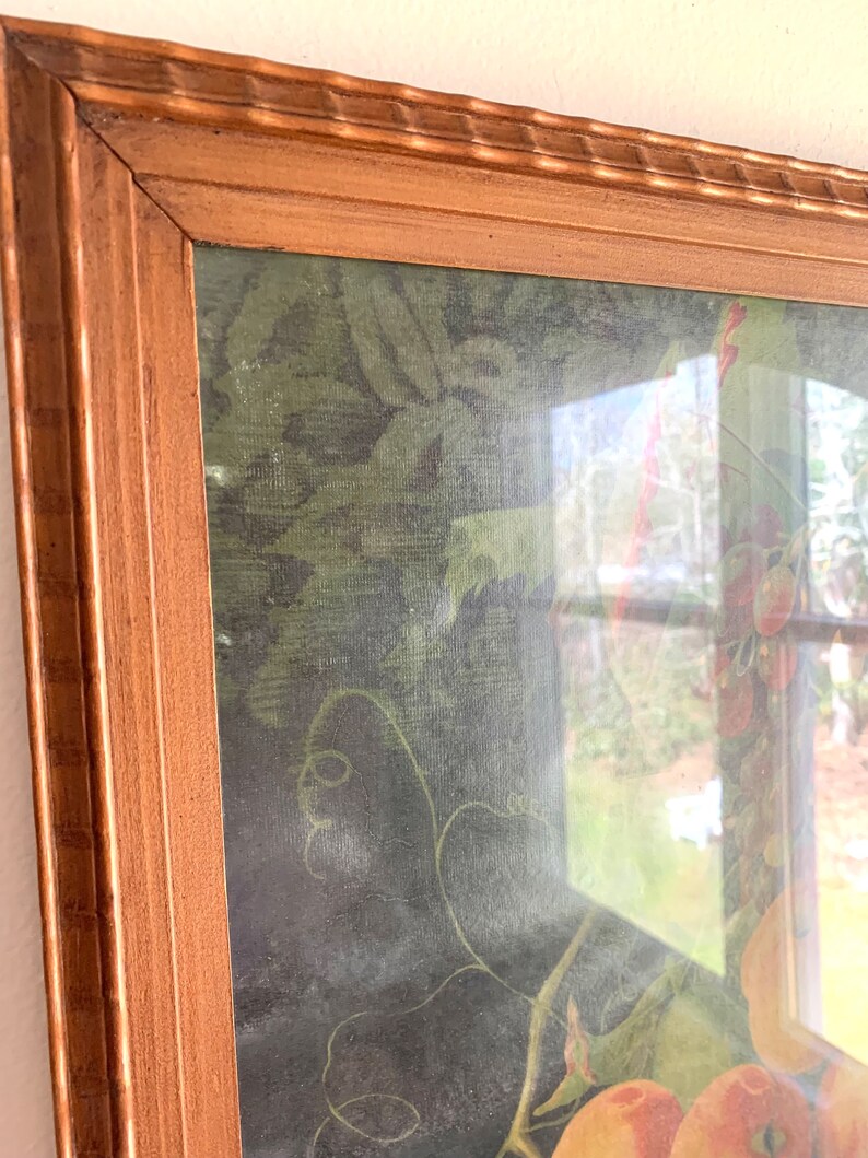 Vintage Lithograph Still Life Framed Print / Large Wood Framed Fruit ...