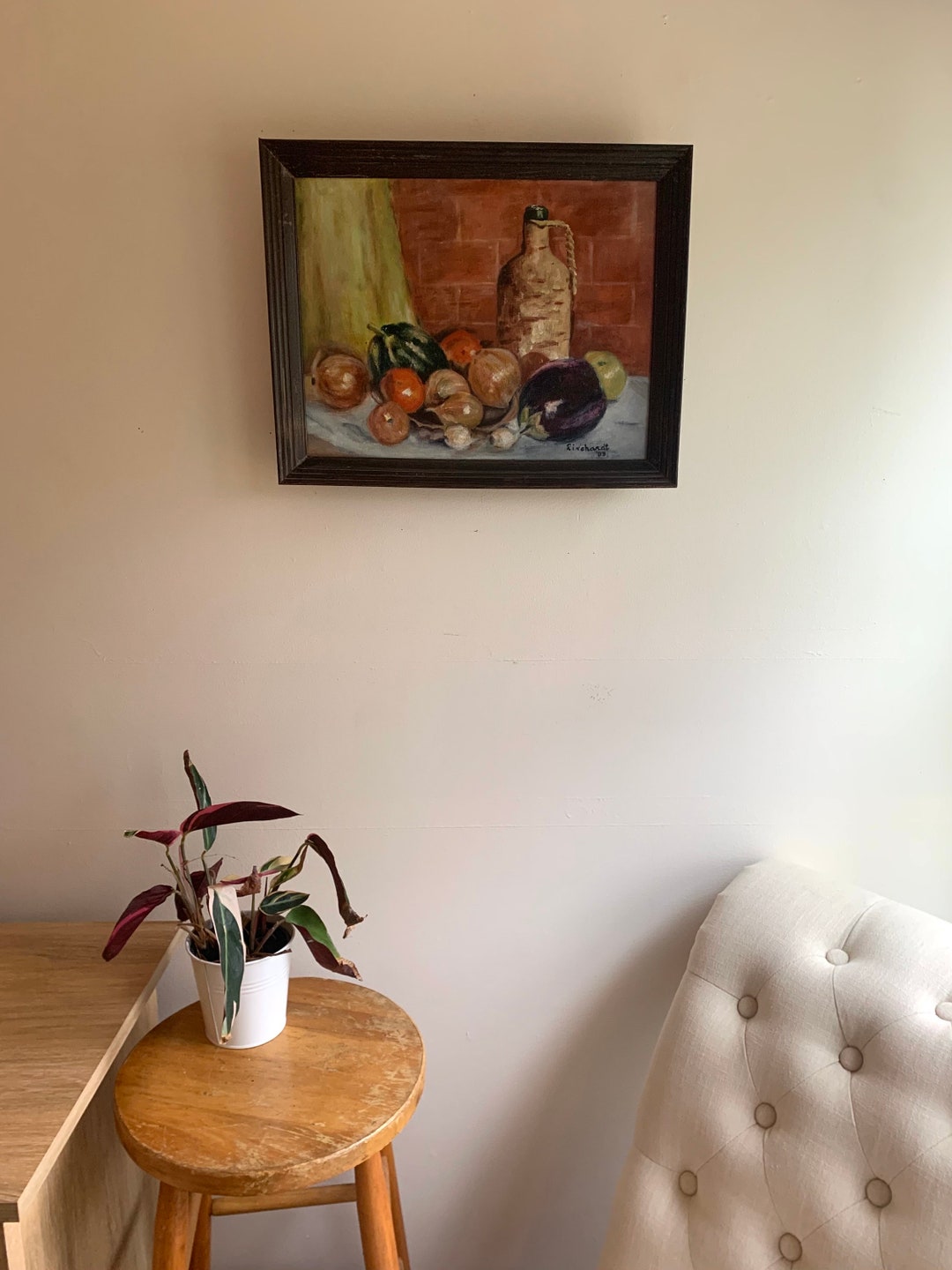 Vintage Kitchen Still Life Oil Painting - Framed Vegetable Art - Etsy