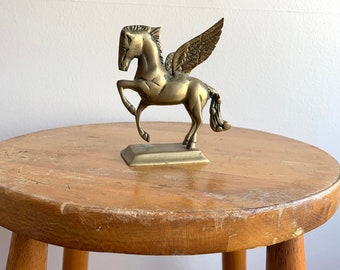 Vintage Brass Pegasus/ Brass Horse Decor/ Vintage Brass Figurine/ Mid Century Decor/ Gold Pegasus