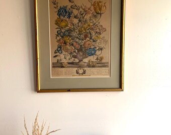Vintage &quot;April&quot; Botanical Print: Casteels, Gold Gilded Frame
