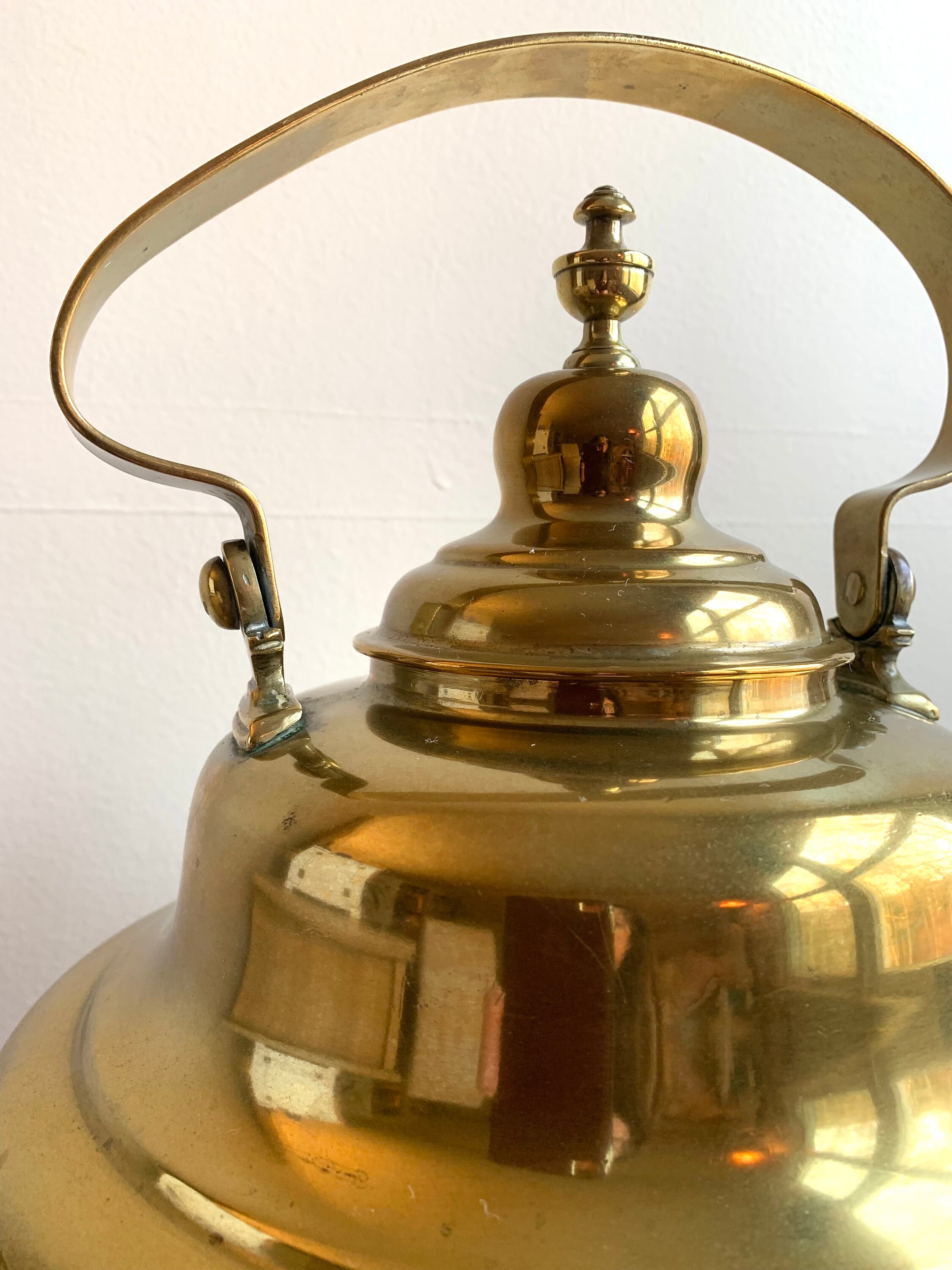 Antique Brass Copper Bottom Tea Kettle / Large Antique Kettle Etsy