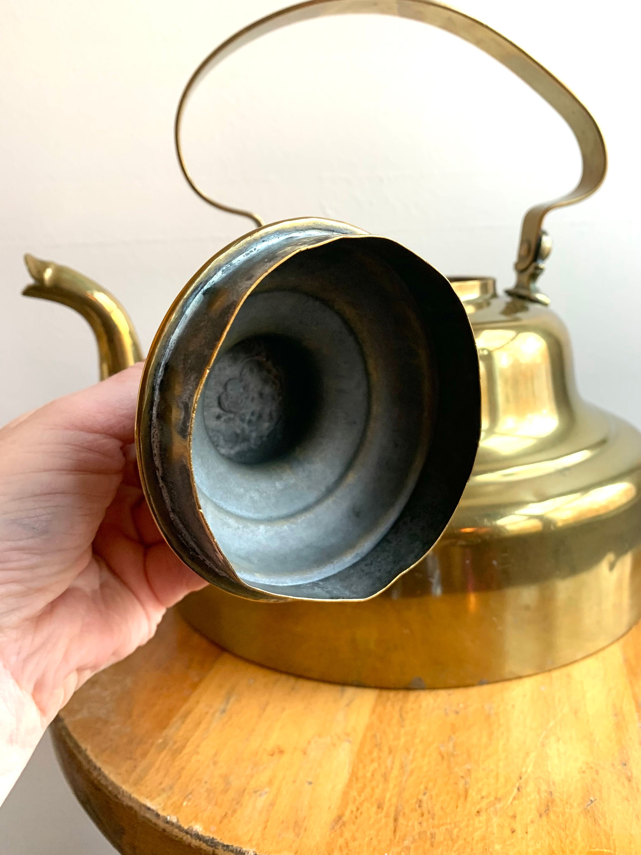 Antique Brass Copper Bottom Tea Kettle / Large Antique Kettle Etsy
