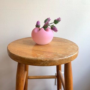Antique Pink Satin Glass Rose Bowl: Victorian Crimped Vase