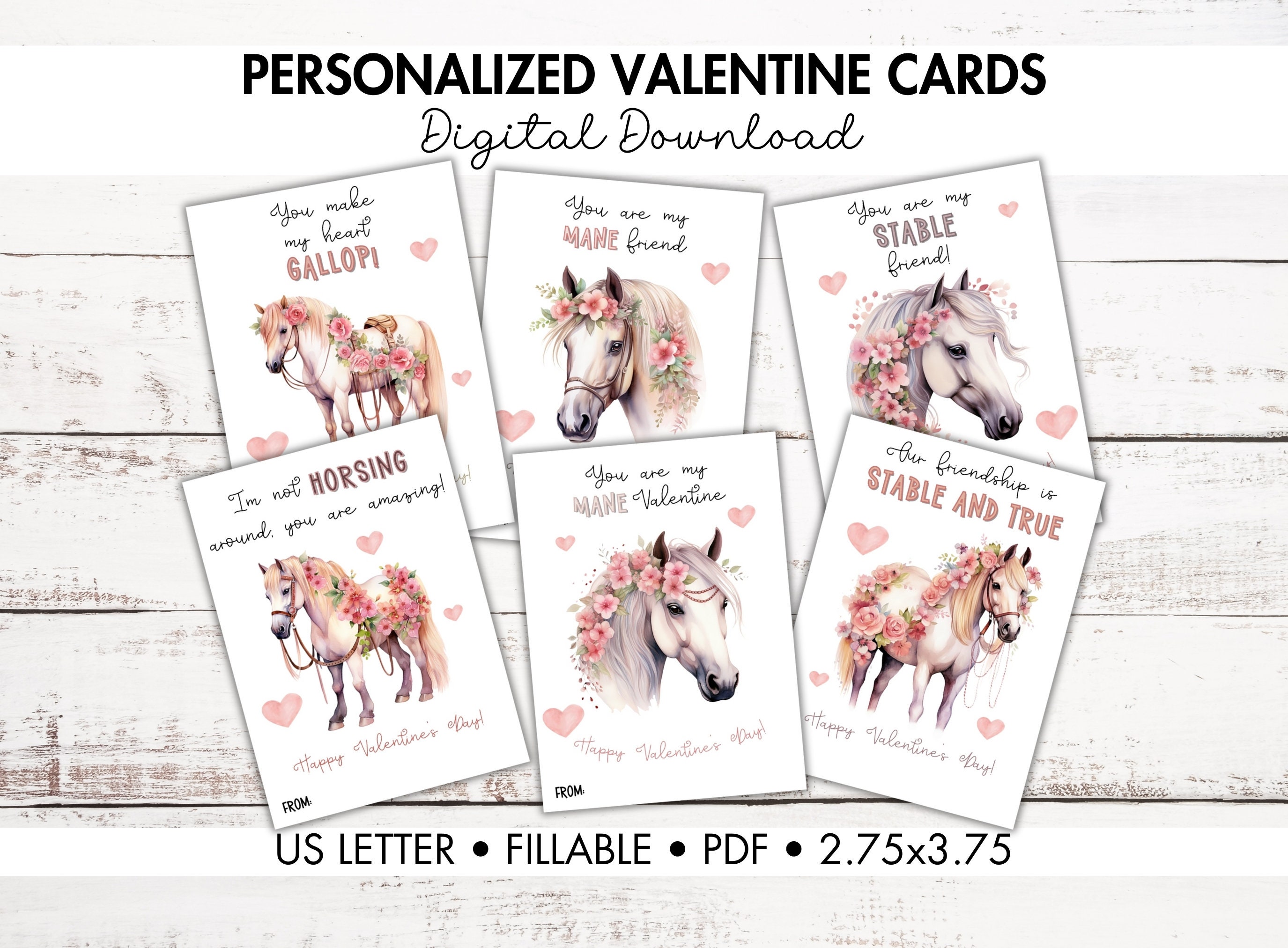 Printable Horse Valentines Personalized - Etsy