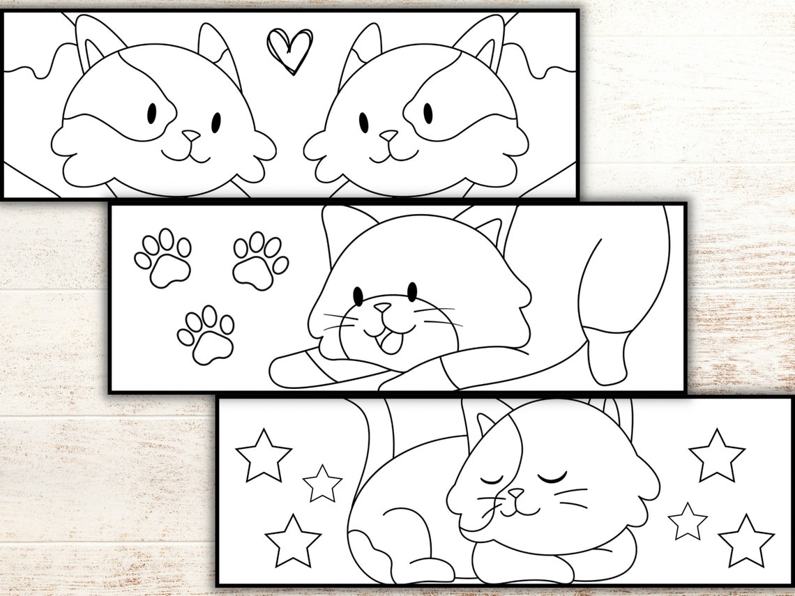 Cat Bookmark, Cat Coloring Bookmarks, DIY Bookmarks, Cat Lovers, Book