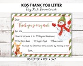 Printable Christmas Thank You Cards for Kids