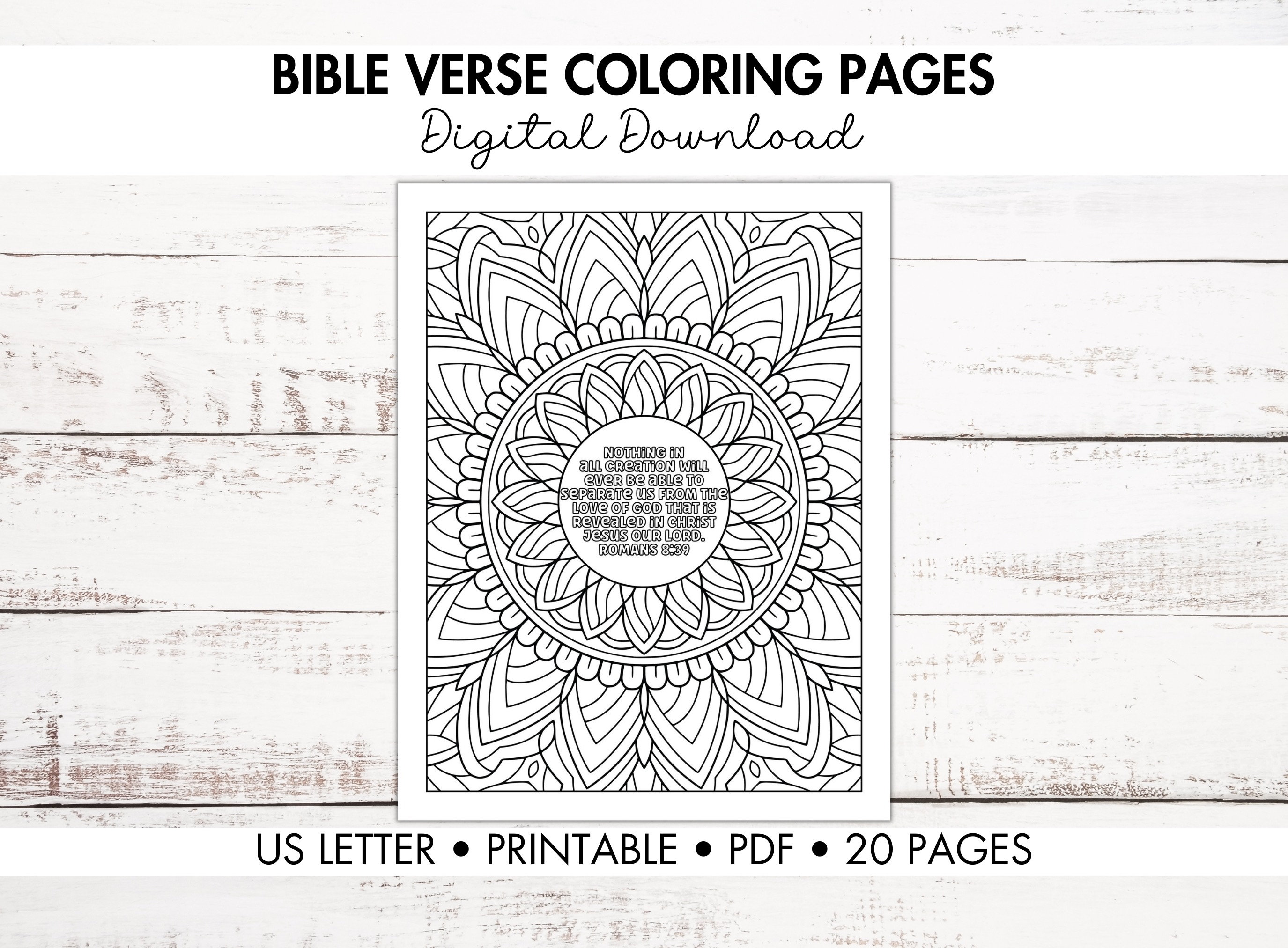 20 Bible Verse Coloring Pages, INSTANT DOWNLOAD, Christian Coloring ...