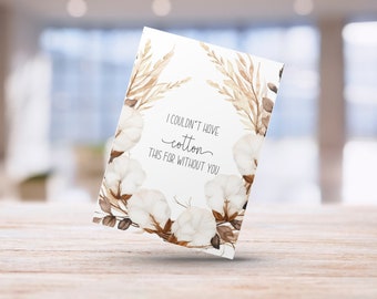 Cotton Anniversary Card, Second Anniversary Card, 2nd Wedding Anniversary Card, Printable Card, Instant Download