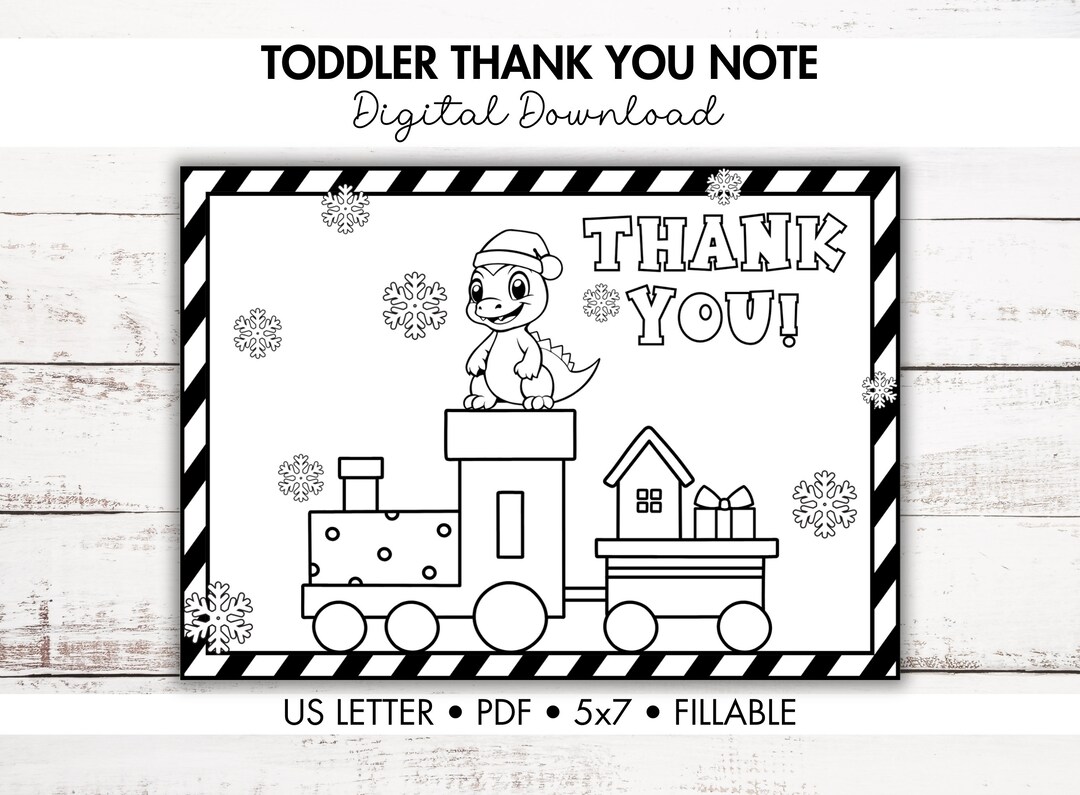 Printable Coloring Christmas Thank You Cards for Toddlers - Etsy