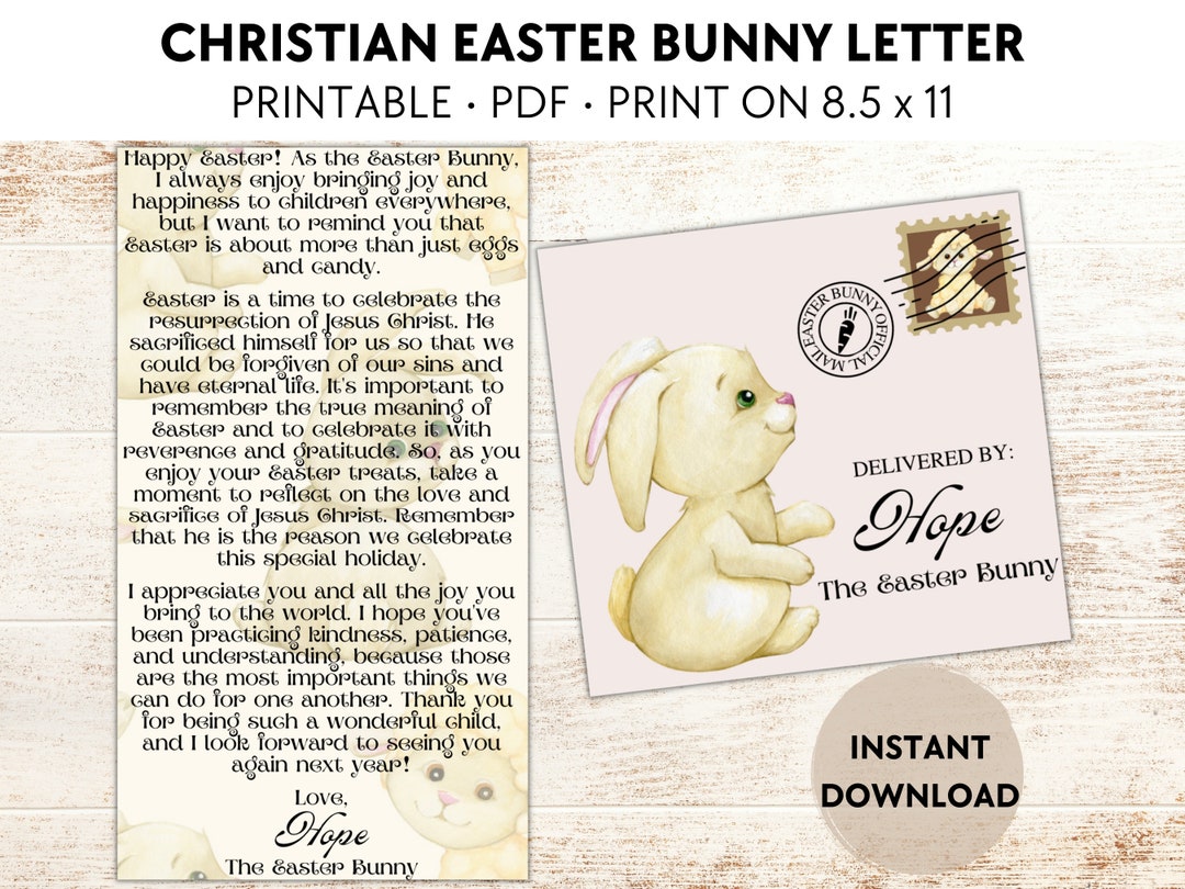 Mini Christian Easter Bunny Letter Easter Bunny Letter - Etsy