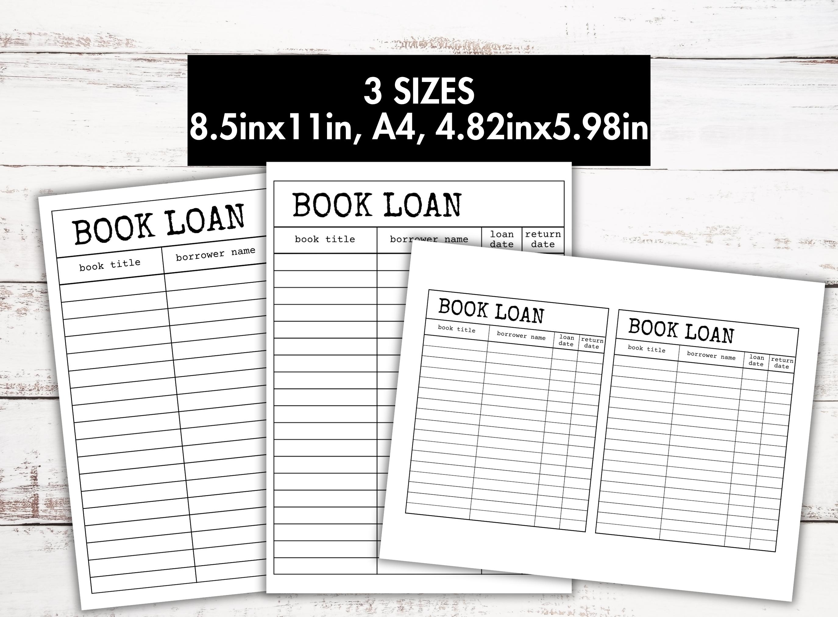 Library Books Library Tracking Card Printable Book Loan, Personal Library Tracker, Library Tracker Sheet ...