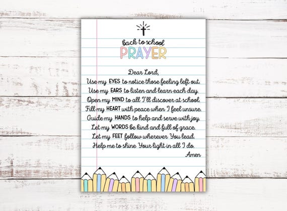 Back to School Prayer Printable, Backpack Blessing, Back to School Prayer, Welcome Back Card, Lunchbox Notes, Teacher Prayer