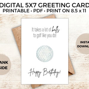 Tarjeta de cumpleaños divertida de golf, Descarga digital, PDF, Tarjeta de golf, Imprimible, Tarjeta de cumpleaños de golf, Amante del golf, Tarjeta de golf divertida