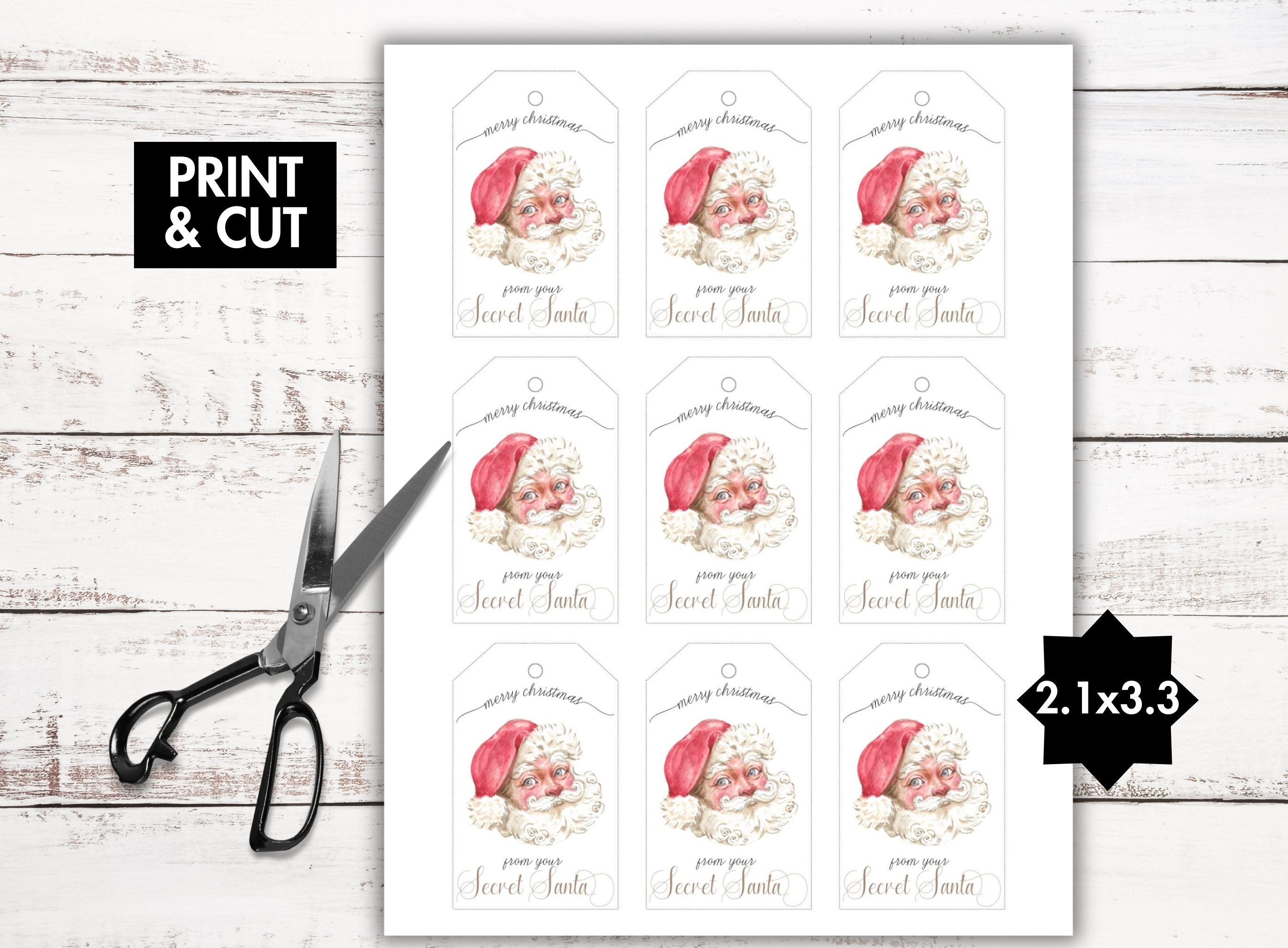 Secret Santa Gift Tags Printable - Etsy