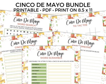 5 Cinco de Mayo Games Bundle, Fun Printable Game, Cinco de Mayo Activity for Kids & Adults, Classroom Games