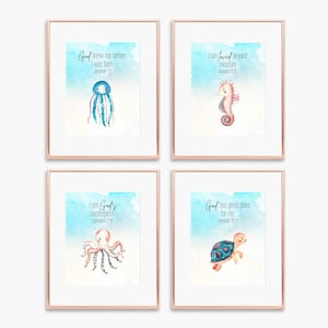 Kids Bible Verse Prints, Ocean Wall Art, Christian Nursery Decor, Neutral Playroom Art, Scripture Verse for Kids, Printable Bible Verse