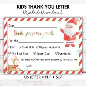 Tarjetas de agradecimiento navideñas imprimibles para niños