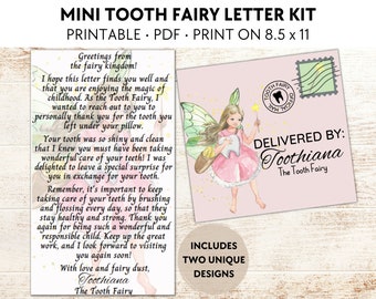 Mini Zahnfee Brief, Mini Umschläge, Zahnfee Brief Kit, von der Zahnfee, druckbare faltbare Umschlag
