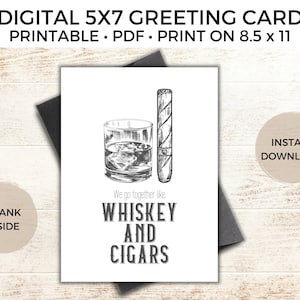 Biglietto d'auguri per whisky e sigari, Download digitale, PDF, Amore, Marito, Moglie, Amico, Migliore amico, Qualcuno di speciale, Biglietto d'auguri d'amore