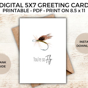 Tarjeta de felicitación de pesca con mosca, Descarga digital, PDF, Tarjeta de pesca divertida, Esposo, Esposa, Amigo, Mejor Amigo, Novio, Novia, San Valentín