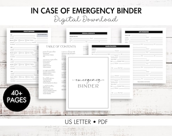 Emergency Binder Printable, In case of Emergency, what if binder, emergency planner, emergency printable, life binder