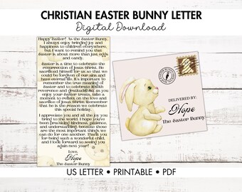 Mini Christian Easter Bunny Letter, Easter Bunny Letter, Christian Easter Letter, Letter from Easter Bunny,  Printable Foldable Envelope
