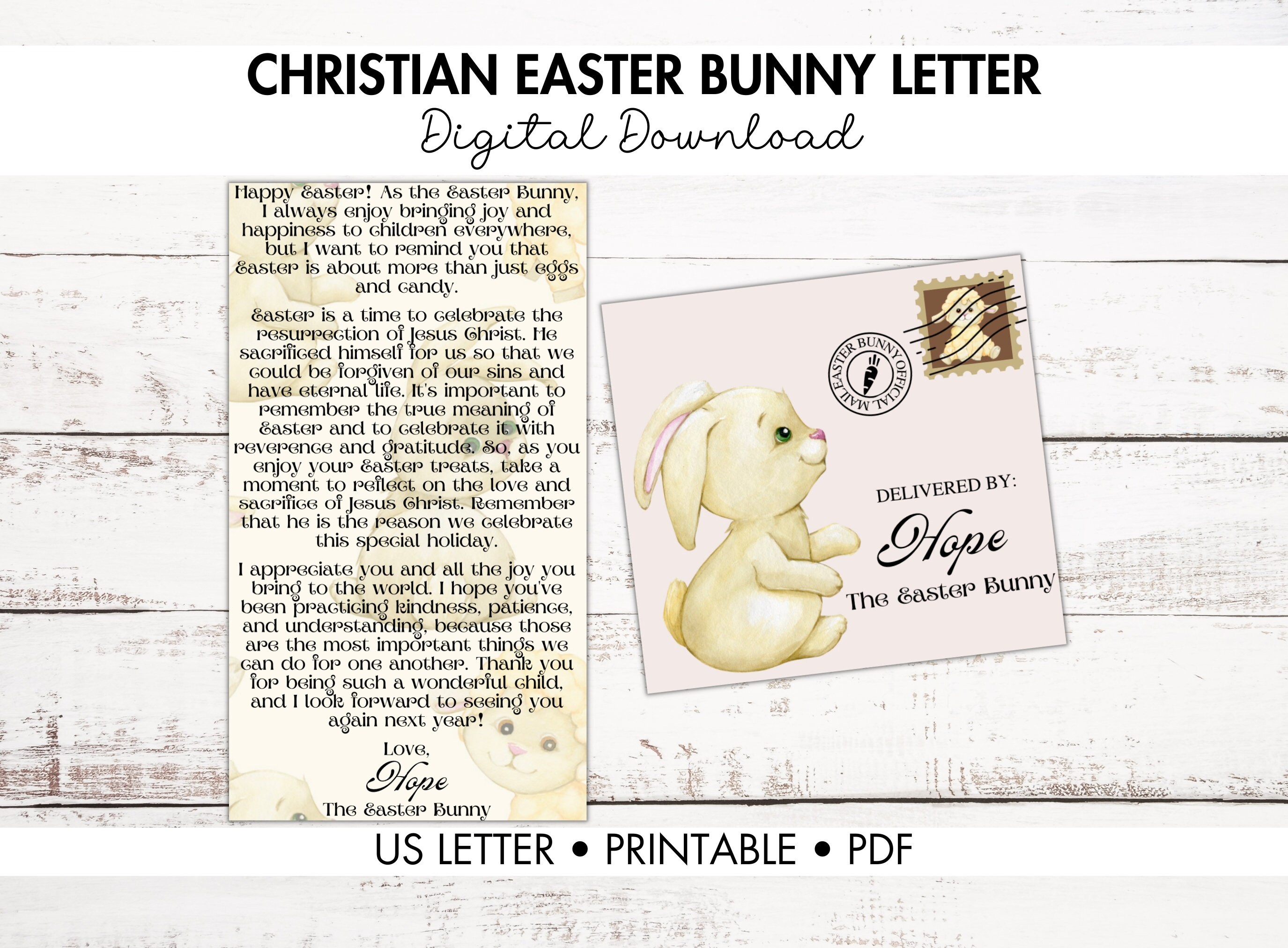 Mini Christian Easter Bunny Letter, Easter Bunny Letter, Christian ...