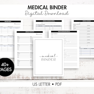 Medical Binder Printable, Medical Journal, Symptom Tracker, Medical Planner, Medication Tracker