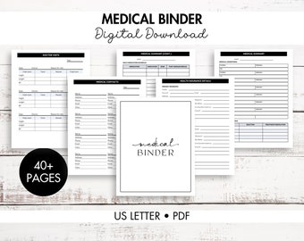 Medical Binder Printable, Medical Journal, Symptom Tracker, Medical Planner, Medication Tracker