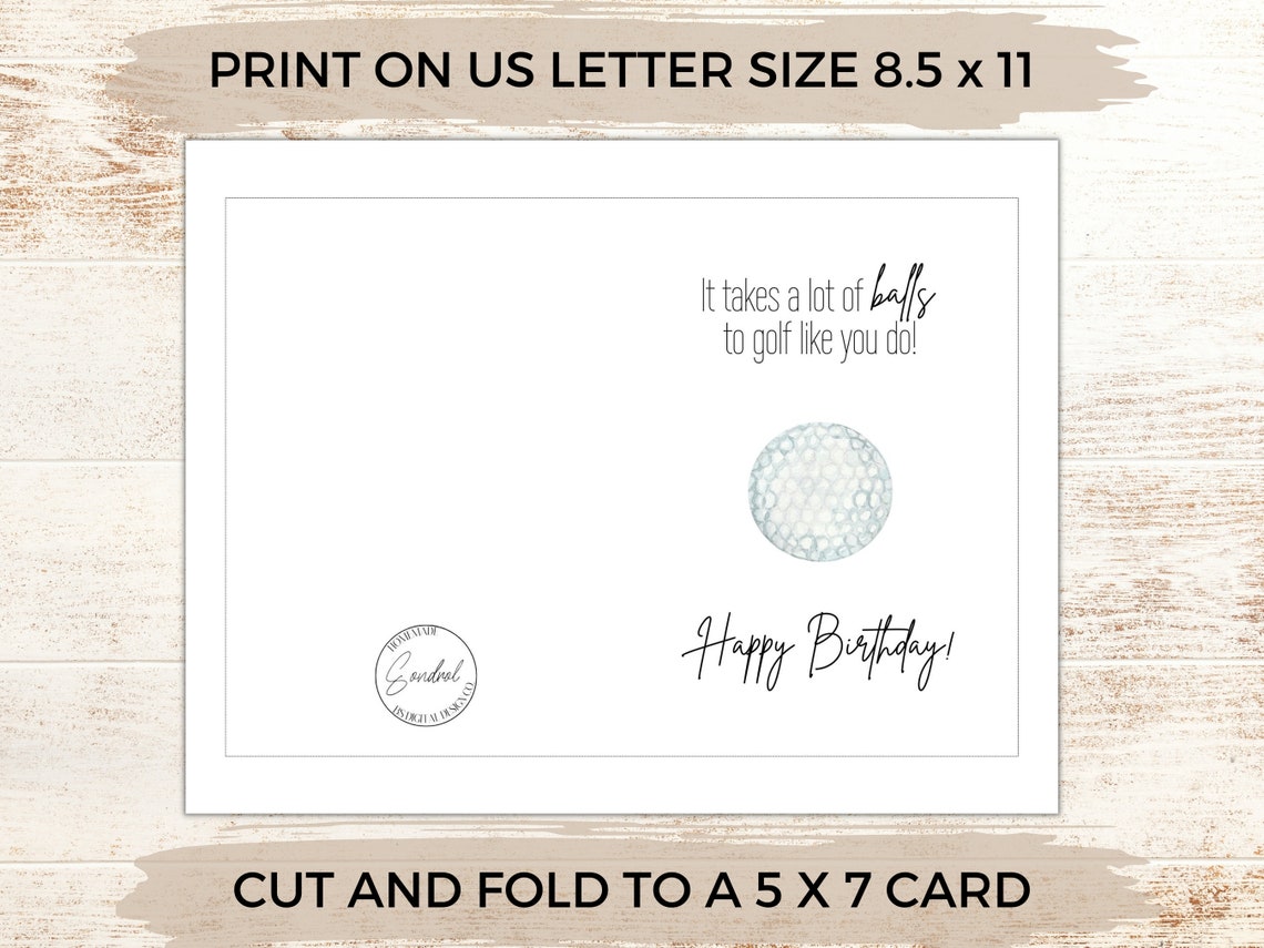Golf Funny Birthday Card, Digital Download, PDF, Golfing Card ...