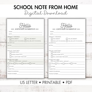 School Note From Home, School Excuse Note, Printable School Notes, Note To Teacher, Printable Note From Home