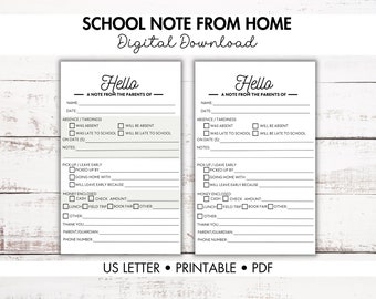 School Note From Home, School Excuse Note, Printable School Notes, Note To Teacher, Printable Note From Home
