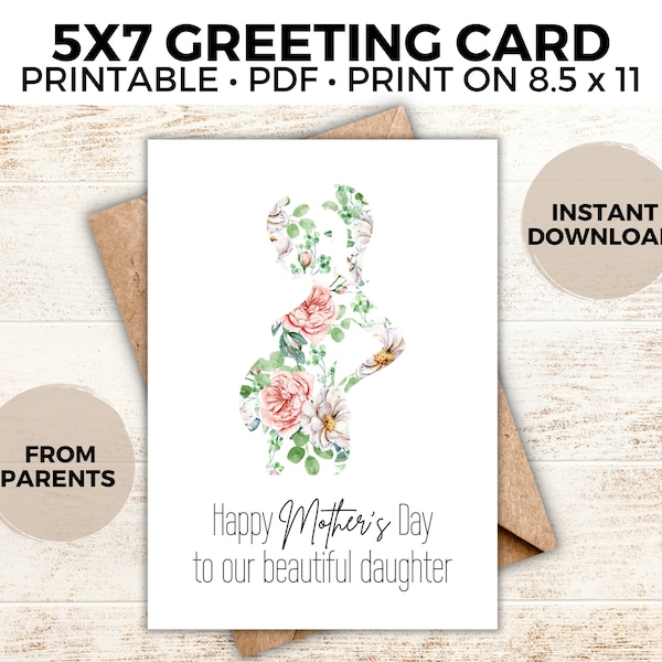 Our Daughter, Mom To Be Mother's Day Card, From Parents, Daughter Pregnant, Watercolor Flowers, Love, First Mother's Day, Expectant Daughter