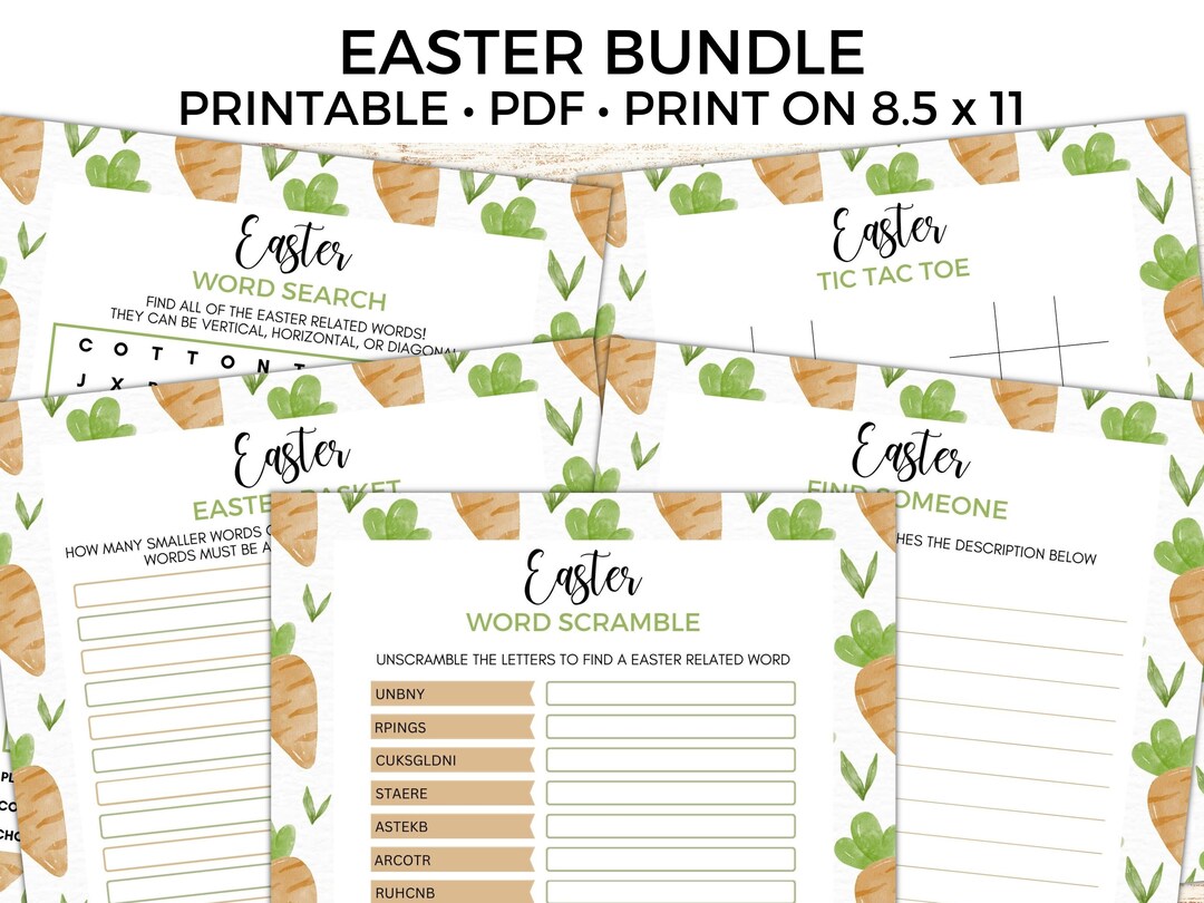 Easter Printable Bundle, Easter 5 Activities Bundle, Easter Kid Games ...