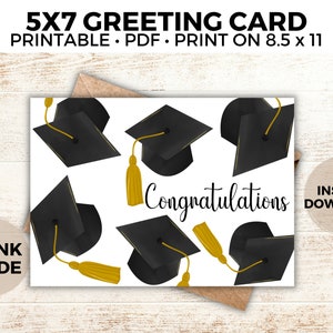 Carte de remise des diplômes, carte de félicitations aquarelle, pour tout diplôme, belle carte de casquette de remise des diplômes