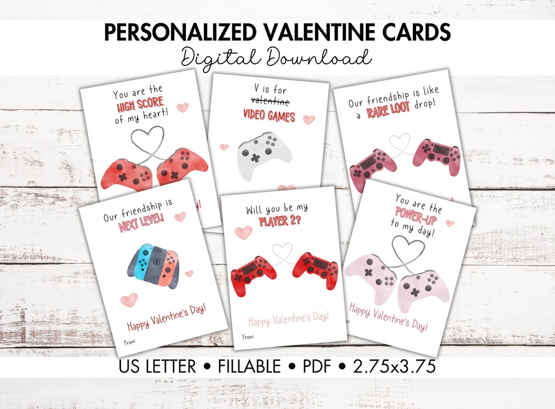 Printable Gamer Valentines Personalized Etsy