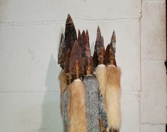 10 - 20 Pcs / Unit 40&quot;-48&quot; Rivercane Mini Decorative Spear W/3&quot; Agate Arrowheads (Resale Purpose)