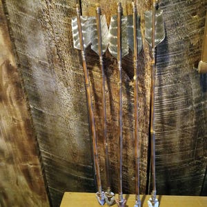5 Pcs Unit 18.5&quot; River Cane Primitive Style Arrows W/1.5&quot; Agate Arrowheads