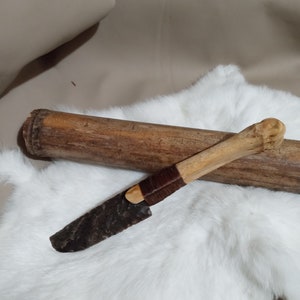 Decorative Primitive Style 9.5&quot; Agate Knife W/Deer Bone Handle For Home Decor